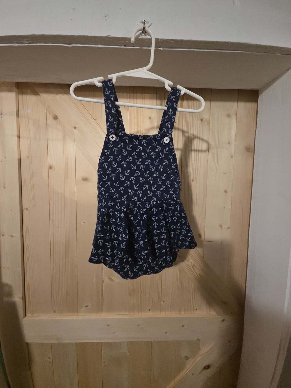 Ralph Lauren Anchor Ruffle Romper Size 6M Blue